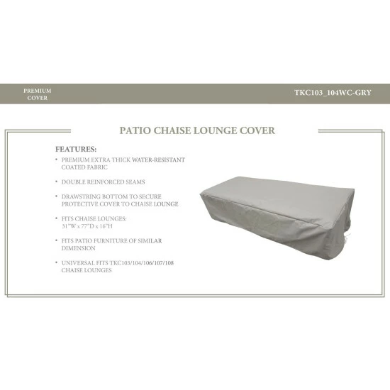Budget π― TK Classics Classic/Oasis/Fairmont/Cape Cod/Venice/Laguna Chaise Lounge Protective Cover, In Grey π 3 Budget π― TK Classics Classic/Oasis/Fairmont/Cape Cod/Venice/Laguna Chaise Lounge Protective Cover, In Grey π