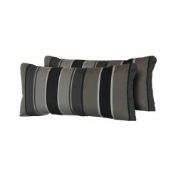 Best deal 🎁 TK Classics Grey Mix Stripe Outdoor Throw Pillows Rectangle Set Of 2 💯