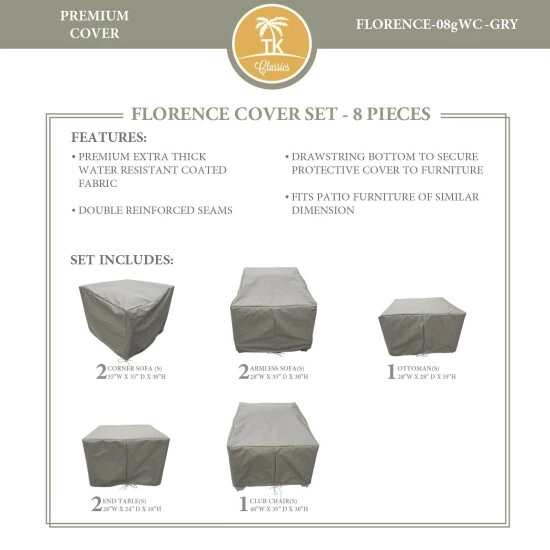 Budget π TK Classics FLORENCE-08g Protective Cover Set, In Grey π 3 Budget π TK Classics FLORENCE-08g Protective Cover Set, In Grey π
