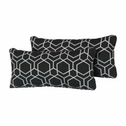 Best Sale 😉 TK Classics Black Hexagon Outdoor Throw Pillows Rectangle Set Of 2 👍
