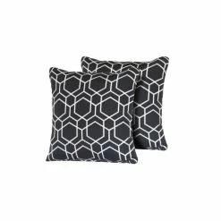 Hot Sale ❤️ TK Classics Black Hexagon Outdoor Throw Pillows Square Set Of 2 🔔